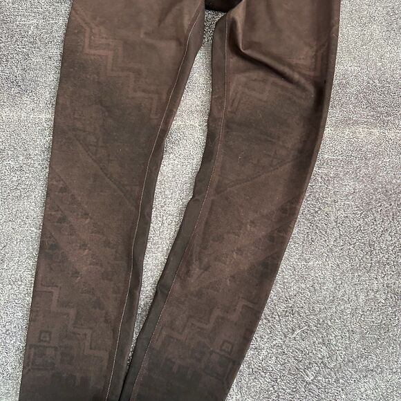Women's Alo Yoha 7/8 High Waist Brown Tribal Aztec Black Workout Leggings Sz M - Picture 2 of 4